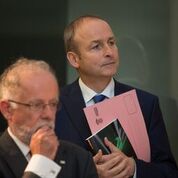 Co-author of DOING BUSINESS WITH CHINA: THE IRISH ADVANTAGE AND CHALLENGE Cathal McSwiney Brugha with Micheal Martin TD, leader of Fianna Fail, at the launch of the book in UCD, 27 September 2016